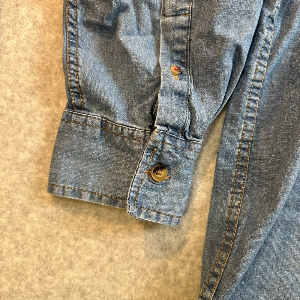 Wrangler Big & Tall Denim Shirt Mens 3XL Blue Chambray Button Up Workwear - Picture 8 of 11